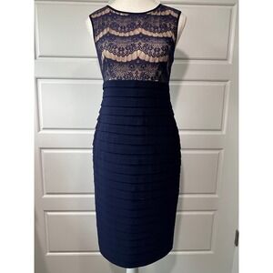 Scarlett Lace Sheath Dress Navy Blue Lined Sleeveless Party Cocktail 6‎